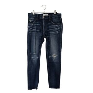 Moussy Vintage Jeans Women 27 Dark Blue Excellent Distressed Slim Straight